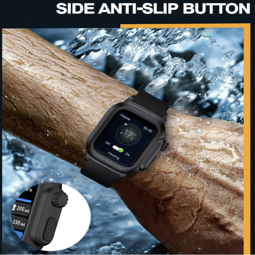Waterproof Shell for Apple Watch 45mm 44mm 40mm 42mm Integrated Wristband Sport Bracelet for iWatch Series