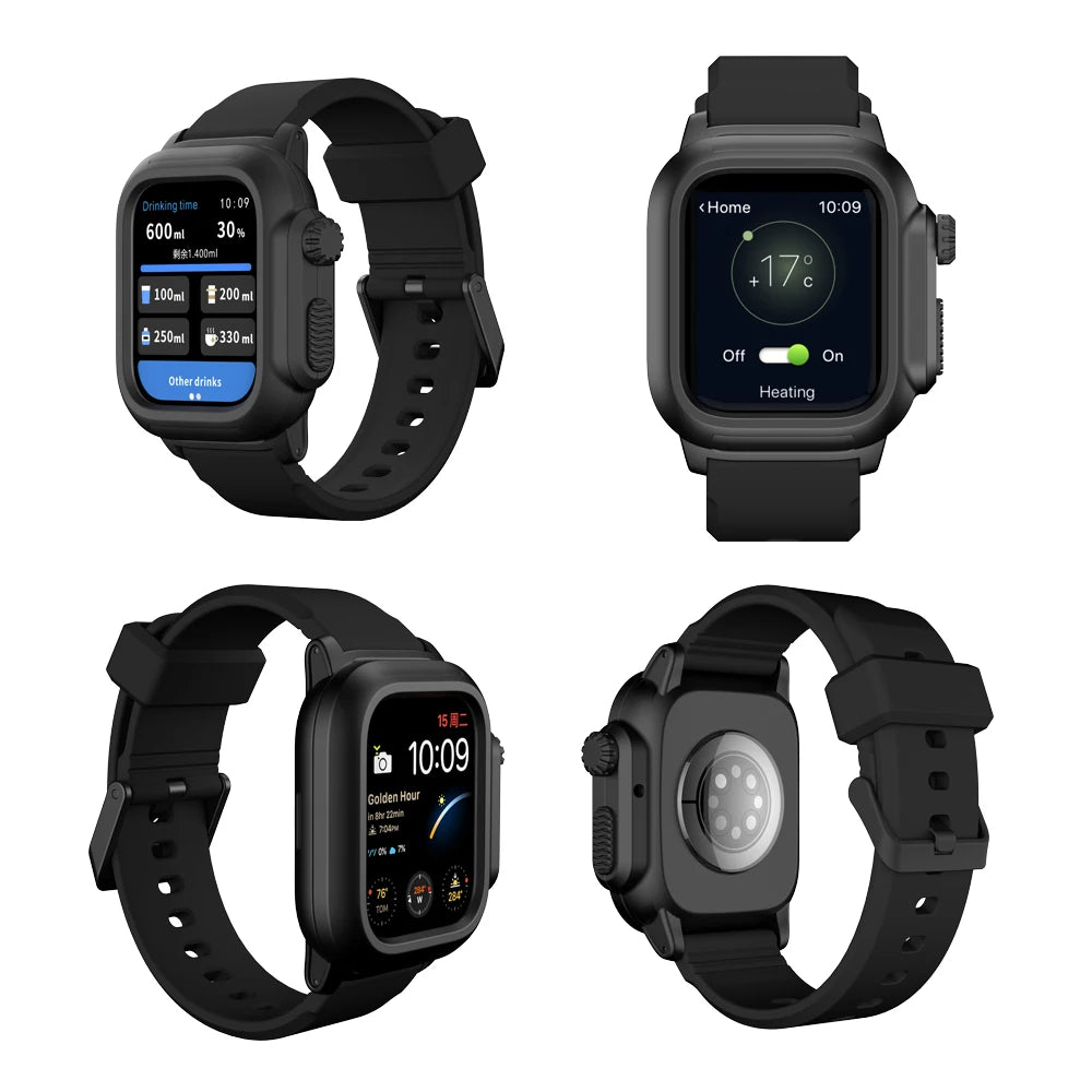 Waterproof Shell for Apple Watch 45mm 44mm 40mm 42mm Integrated Wristband Sport Bracelet for iWatch Series