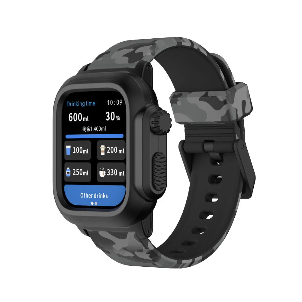 Waterproof Shell for Apple Watch 45mm 44mm 40mm 42mm Integrated Wristband Sport Bracelet for iWatch Series