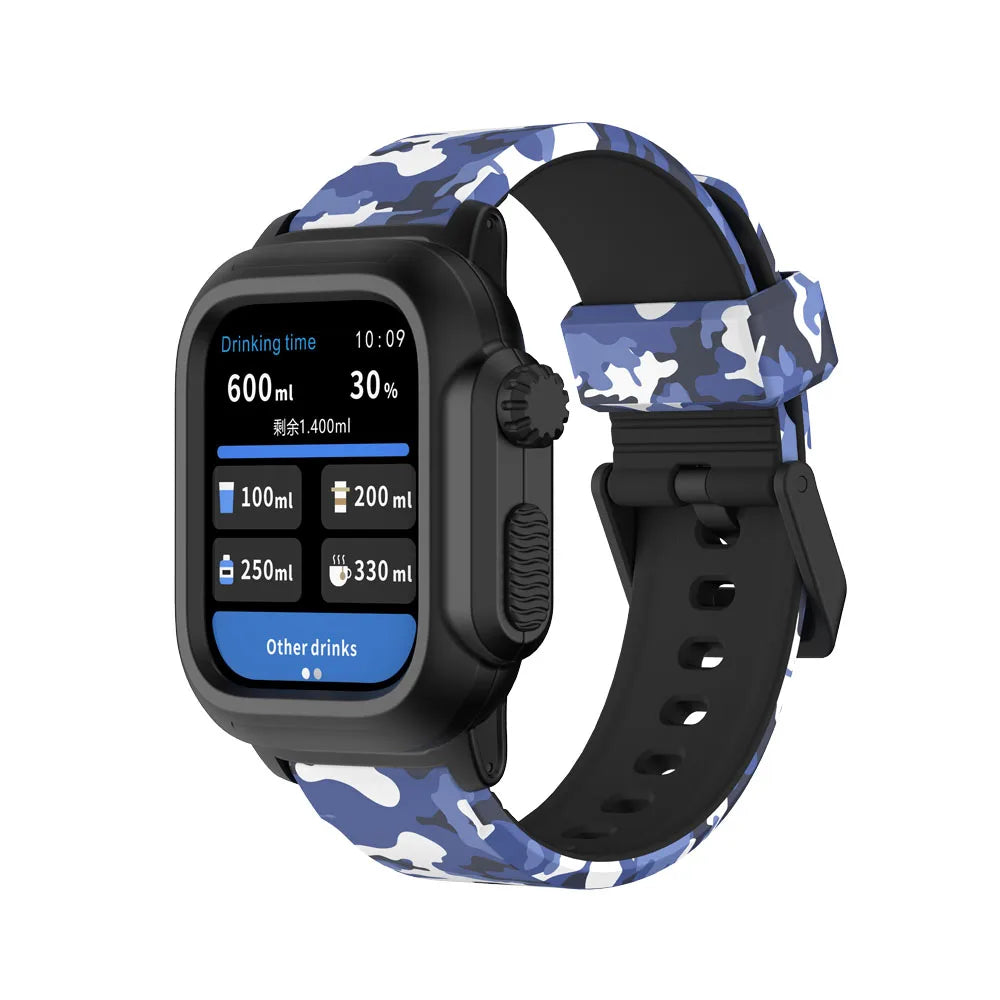 Waterproof Shell for Apple Watch 45mm 44mm 40mm 42mm Integrated Wristband Sport Bracelet for iWatch Series