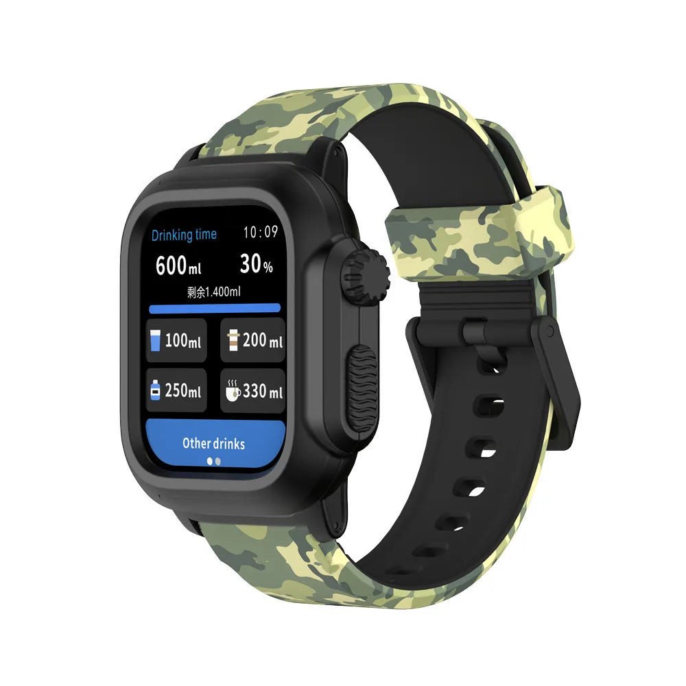 Waterproof Shell for Apple Watch 45mm 44mm 40mm 42mm Integrated Wristband Sport Bracelet for iWatch Series