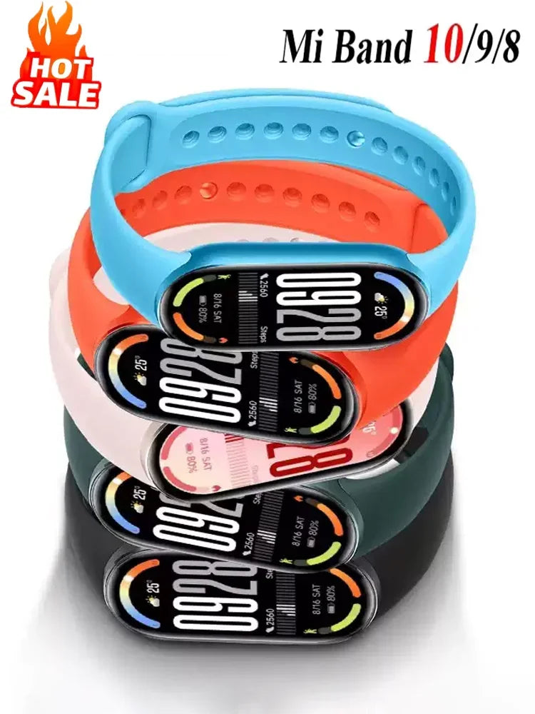 Silicone Strap for Xiaomi Mi Band 10 9 8 Strap NFC